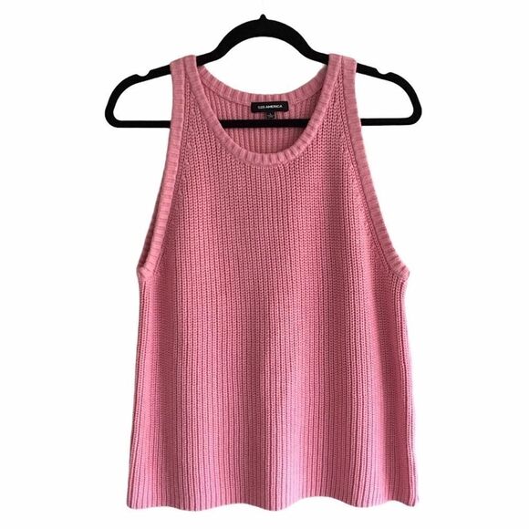 ANTHRO 525 AMERICA Knit Sleeveless Tank Top Sweater Pink L - Picture 1 of 4
